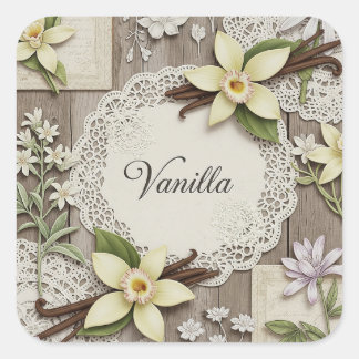 Sticker Carré Shabby Chic. Vanilla, par Natasha Us