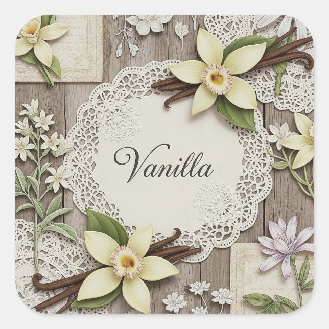 Sticker Carré Shabby Chic. Vanilla, par Natasha Us (Devant)