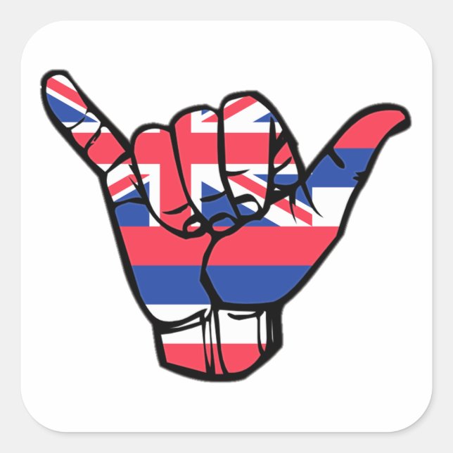 Sticker Carré Shaka Hawaii (Devant)