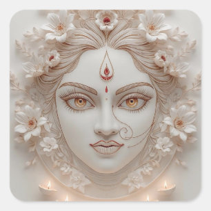 Sticker Carré Shakti Within - Illustration minimale de Devi