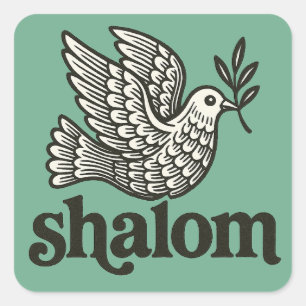 Sticker Carré Shalom Colombe Paix Terre