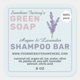 Sticker Carré Shampooing Lavender Bar Pastel Blue Purple