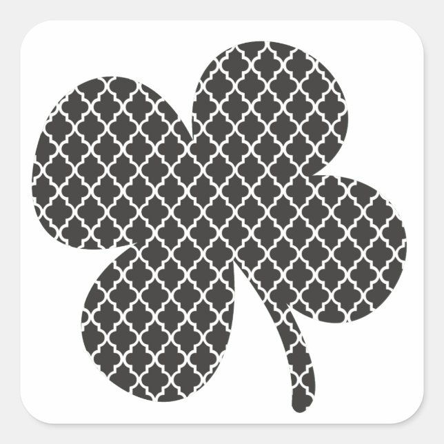 Sticker Carré Shamrock de Quatrefoil noir (Devant)