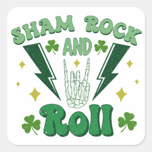 Sticker Carré Shamrock Et Roll St Patrick's Day