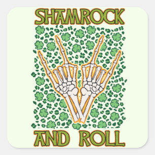 Sticker Carré Shamrock Et Roll St Patrick's Day