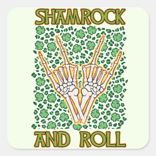 Sticker Carré Shamrock Et Roll St Patrick's Day (Devant)