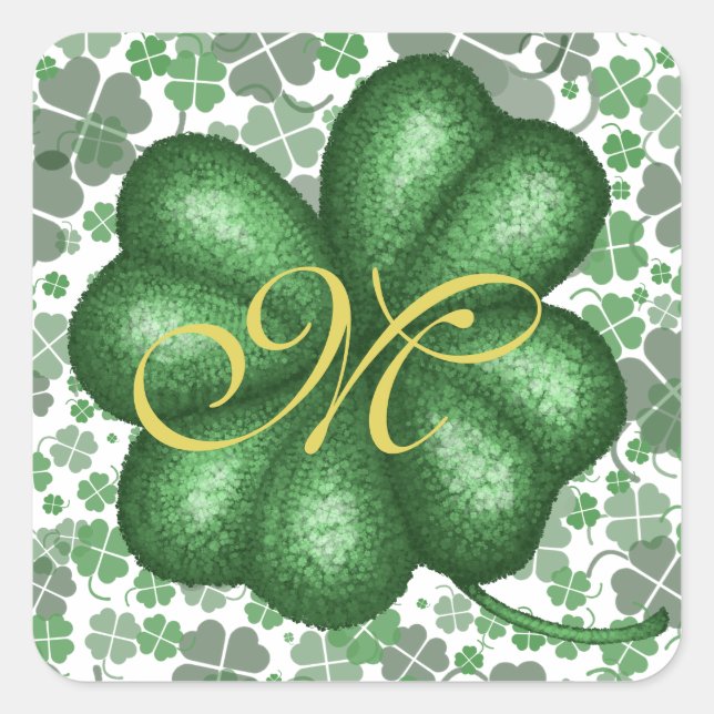Sticker Carré Shamrock monogramme (Devant)