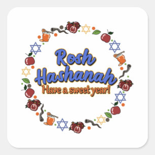 Sticker Carré Shana Tova Rosh Hashanah Fête juive du Nouvel An
