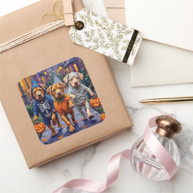 Sticker Carré Shar Pei Dogs Trick-or-Treating Halloween Costumes (Cadeaux)