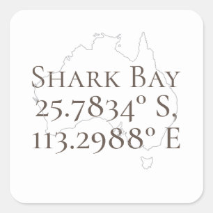 Sticker Carré Shark Bay Australie Latitude & Longitude