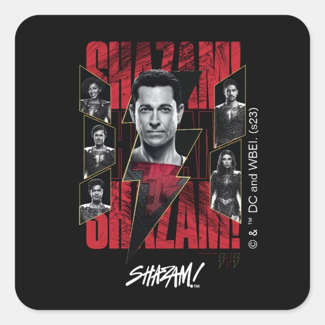 Sticker Carré SHAZAM ! Furie des dieux | Groupe SHAZAMily (Devant)