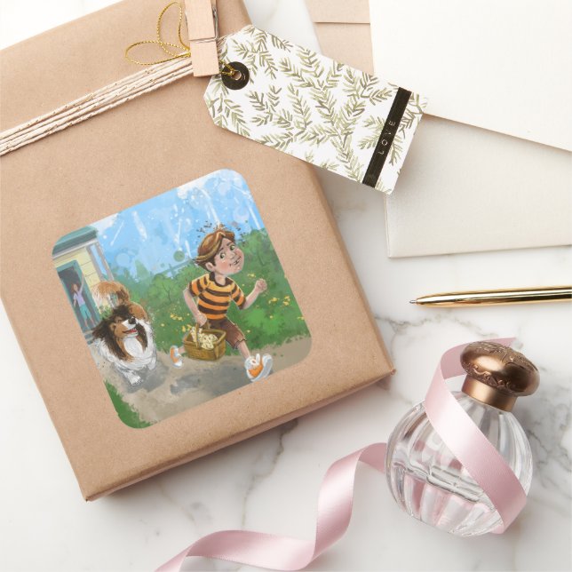 Sticker Carré Sheldon et Davie Adventure (Cadeaux)