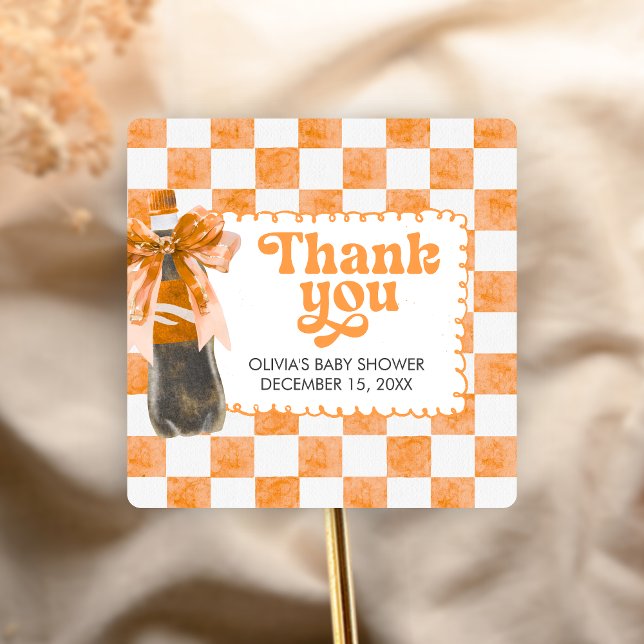 Sticker Carré She's Ready to Pop Baby Shower (Cola Baby Shower Sticker)