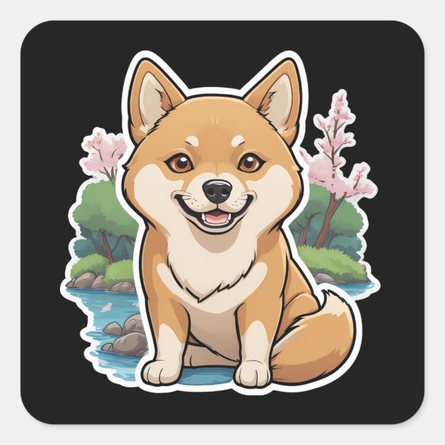 Sticker Carré Shiba Inu (Devant)