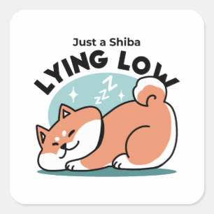 Sticker Carré Shiba Inu Art : Juste un Shiba Lying Low
