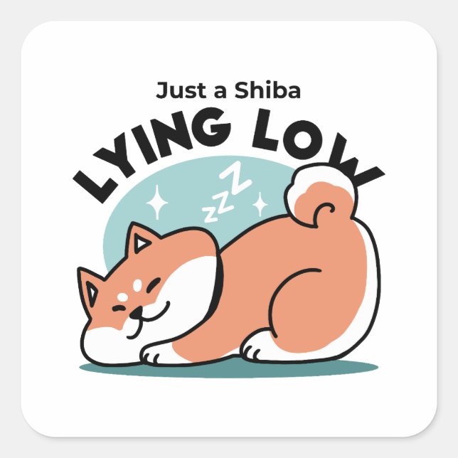 Sticker Carré Shiba Inu Art : Juste un Shiba Lying Low (Devant)