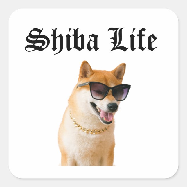 Sticker Carré Shiba Life (Devant)