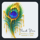 Sticker Carré Shimmer Gold Drity Beauty Glam Peacock Feather<br><div class="desc">Chimmer Gold Drity Beauty Glam Peacock Stickers Plume</div>