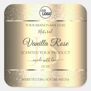 Sticker Carré Shimmery Gold Parties scintillant Initiales Logo É