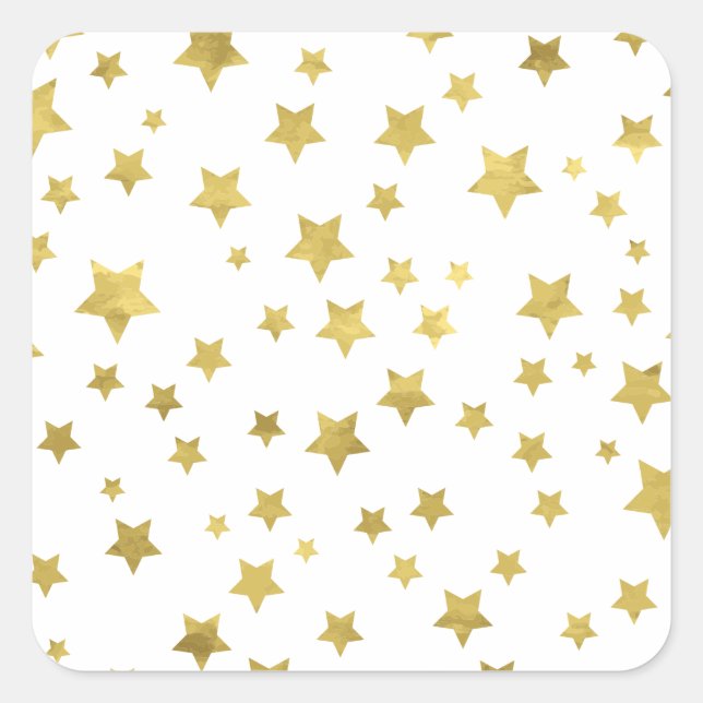 Sticker Carré Shimmery Goldstars Golden Star Motif (Devant)