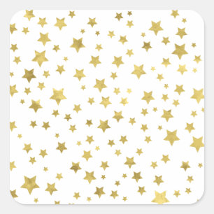 Sticker Carré Shimmery Goldstars Golden Star Motif
