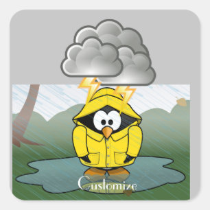 Sticker Carré Shivering Rainy Day Penguin Thunder_Cove