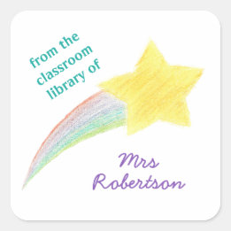 Sticker Carré Shooting star personalized teacher bookplate