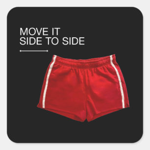 Sticker Carré Shorts Athlétiques Rouges Déplacez-Le De Côté
