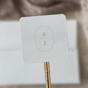 Sticker Carré SHYLAH Minimaliste or élégant mariage Monogramme