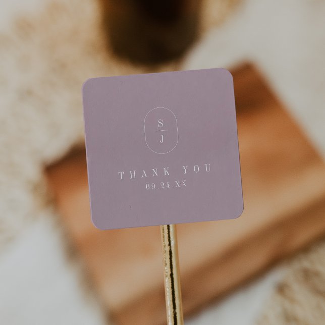 Sticker Carré SHYLAH Simple Lilac Boho Moderne Merci Mariage (SHYLAH Simple Lilac Boho Modern Wedding Thank You Square Sticker)