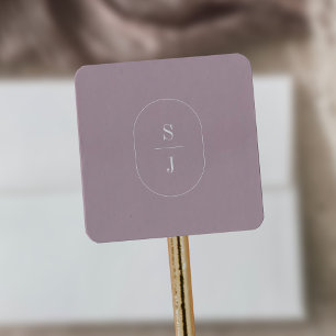 Sticker Carré SHYLAH violet Lilac minimaliste Mariage Monogramme