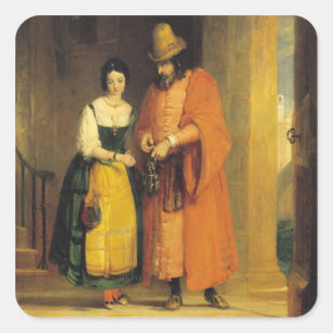 Sticker Carré Shylock et Jessica "du négociant de Venise",