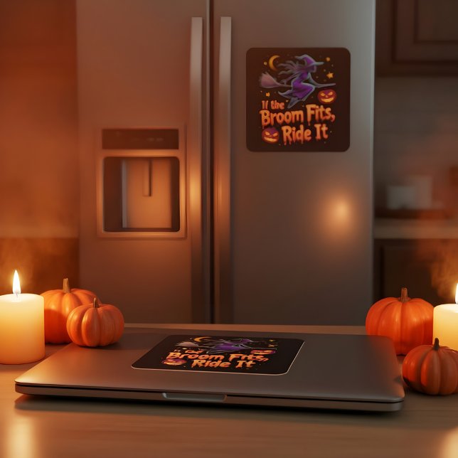Sticker Carré Si Le Broom Convient À Ride Il Halloween sorcière  (Créateur téléchargé)