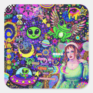 Sticker Carré Si tu m'aimes tu ne m'aimes pas   Trippy Frog Ali