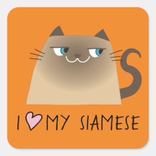 Sticker Carré Siamese Chat Love