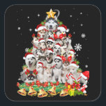 Sticker Carré Siberian husky christmas tree lights dog<br><div class="desc">Great vend idea for birthdays, a husky dog lover or owners anniversary or Christmas. This veut make a great gift for your papa, maman, brother, or sister, whetherthey have Red, Brown, White, Black, Alaskan or Siberian Husky dog in their life.Perfect for all dog and husky lovers, this cute Huskys is...</div>