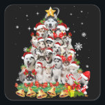 Sticker Carré Siberian husky christmas tree lights dog<br><div class="desc">Great vend idea for birthdays, a husky dog lover or owners anniversary or Christmas. This veut make a great gift for your papa, maman, brother, or sister, whetherthey have Red, Brown, White, Black, Alaskan or Siberian Husky dog in their life.Perfect for all dog and husky lovers, this cute Huskys is...</div>