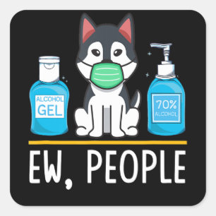 Sticker Carré Sibérie Husky Chien Masque Visage Et Laver La Mai