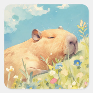 Sticker Carré Sieste de Capybara