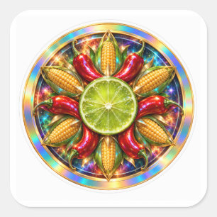 Sticker Carré Sigil de géométrie sacrée au citron vert, au chili