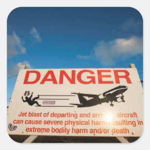 Sticker Carré Signal d'avertissement près de l'aéroport Saint-Ma