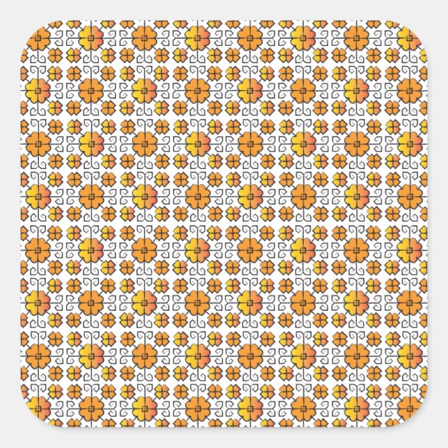 Sticker Carré Signal traditionnel letton SUN motif géométrique V (Devant)