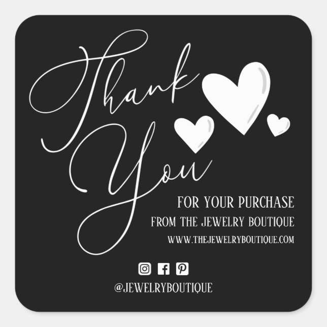 Sticker Carré Signature Script Hearts Commander Etsy Home Crafte (Devant)