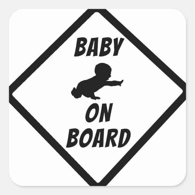 STICKER CARRÉ SIGNE BÉBÉ À BORD (Devant)