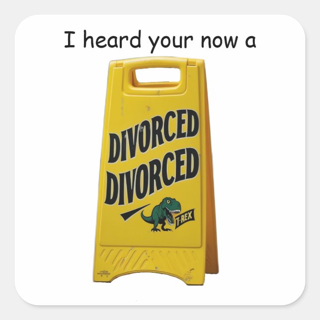 Sticker Carré signe d'arbre divorcé jaune (Devant)