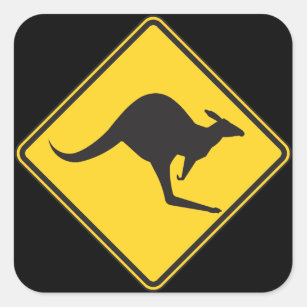 Sticker Carré Signe de précaution de kangourou