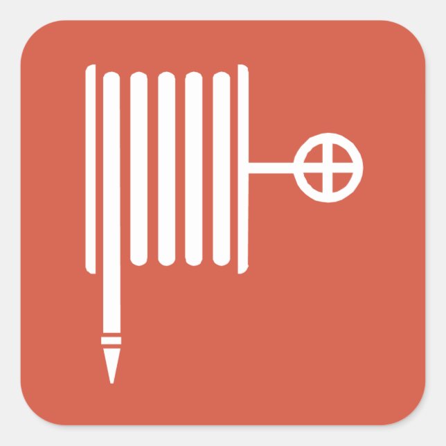 Sticker Carré Signe d'enrouleur d'incendie et de tuyau (Devant)