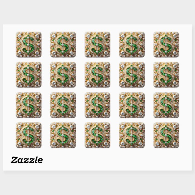 Sticker Carré Signe Dollar  (Feuille)