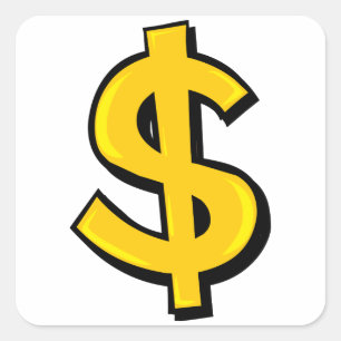 Sticker Carré Signe Dollar Or Gras Symbole Monétaire Jaune