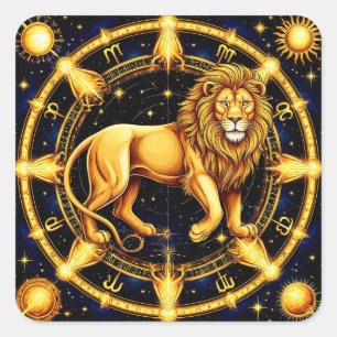 Sticker Carré Signe du zodiaque Lion Étoiles célestes Cosmique